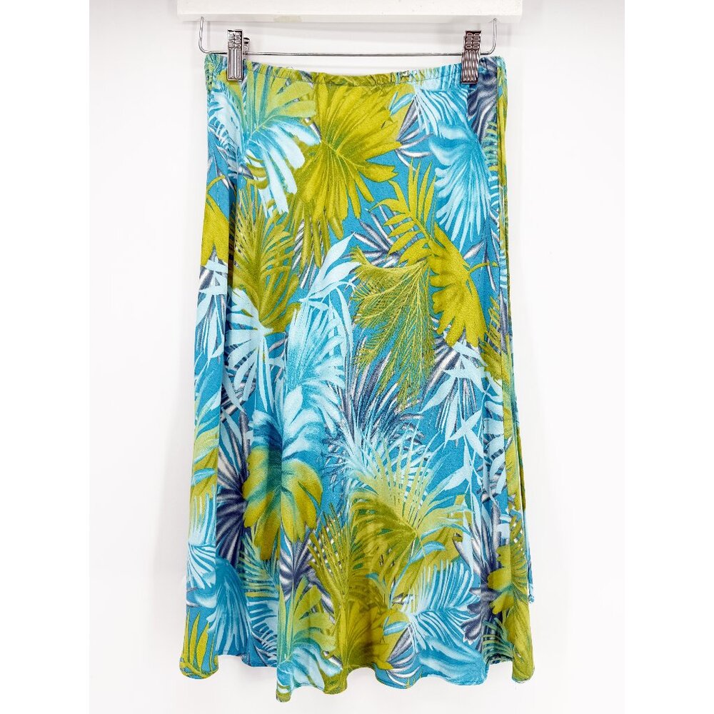 CLIO Petites Vtg 90s Palm Leaf Print Slip Skirt PM - Picture 2 of 13